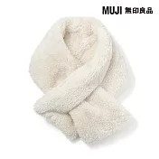 【MUJI 無印良品】兒童再生聚酯纖維保暖絨毛圍巾 淺米