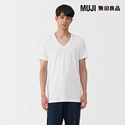 【MUJI 無印良品】男無側縫V領短袖T恤/2入 S 白色