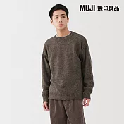 【MUJI 無印良品】男安地斯羊毛圓領針織衫 S 卡其綠