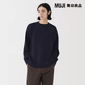 【MUJI 無印良品】男安地斯羊毛圓領針織衫 S 暗藍