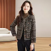 【MsMore】 小香風外套法式氣質名媛粗花呢短款# 126619 M 棕色