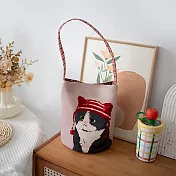 【JP生活館 】韓國小眾貓咪格子水桶包   * 小灰猫