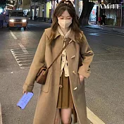 【AMIEE】牛角扣日系大衣(KDCQ-5018) XL 杏色