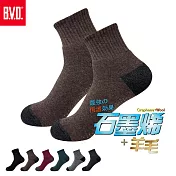 【BVD】石墨烯羊毛止滑暖暖襪(B592 男女適用 保暖襪 毛巾底 氣墊襪 止滑襪 地板襪) 咖啡22-26CM