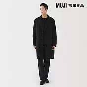 【MUJI 無印良品】男羊毛混雙面織西裝式大衣 S 黑色
