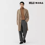 【MUJI 無印良品】男羊毛混雙面織西裝式大衣 S 摩卡棕