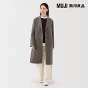 【MUJI 無印良品】女羊毛混雙面織西裝式大衣 S 深摩卡棕