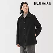 【MUJI 無印良品】女羊毛混雙面織短大衣 S 黑色