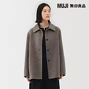 【MUJI 無印良品】女羊毛混雙面織短大衣 L 深摩卡棕