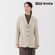 【MUJI 無印良品】女再生羊毛混粗花呢外套 S 米黃