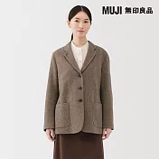 【MUJI 無印良品】女再生羊毛混粗花呢外套 S 棕紋樣