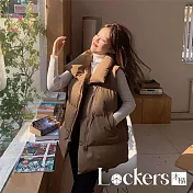 【Lockers 木櫃】韓版立領保暖馬甲 L114111903 棕色