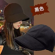【唯蜜色】秋冬鴨舌加絨保暖可調節漁夫帽 黑色