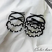 【卡樂熊】韓系簡約百搭珍珠麻花造型髮束/髮圈- 柔霧黑色