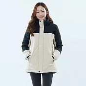 【遊遍天下】男女款極暖GlobeTex防水防風無車縫保暖顯瘦中長版羽絨外套 GJ23035/綠色 M 米白