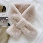【唯蜜色】仿兔毛保暖加厚可愛百搭毛絨圍巾 米色