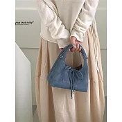 O-ni O-ni全新品精選優質皮革麂皮蝴蝶結設計時尚別緻餃子款托特包(品質保證)(bag-6162) 藍色