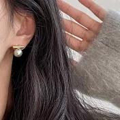 【HandStyle】耳環 輕奢清冷小巧幾何一字灰色珍珠耳環_12030