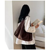 O-ni O-ni全新品精選優質皮革麂皮大容量流浪大包包時尚經久耐用托特包(品質保證)(bag-6163) 咖啡色