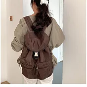 O-ni O-ni全新品精選優質防水牛津布包大容量設計師款拉繩皺褶翻蓋輕量後背包(品質保證)(bag-6165) 咖啡色