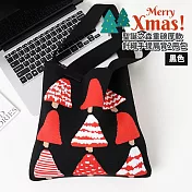 【Sayaka紗彌佳】肩背包 聖誕之森重磅厚款針織手提肩背2用包 -黑色