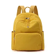 【Sayaka紗彌佳】純色輕量 9口袋收納通勤輕旅後背包 防潑包 媽媽包 -檸檬黃