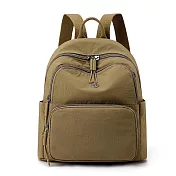 【Sayaka紗彌佳】純色輕量 9口袋收納通勤輕旅後背包 防潑包 媽媽包 -卡其色