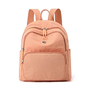 【Sayaka紗彌佳】純色輕量 9口袋收納通勤輕旅後背包 防潑包 媽媽包 -蜜桃橙