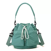 【Sayaka紗彌佳】輕量防潑多口袋束口 肩背手提機能包 -綠色