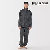 【MUJI 無印良品】男不易產生靜電暖纖毛保暖立領長袖家居睡衣 M 墨灰