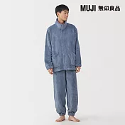 【MUJI 無印良品】男不易產生靜電暖纖毛保暖立領長袖家居睡衣 L 煙燻藍