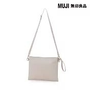 【MUJI 無印良品】撥水加工再生聚酯纖維隨身側包 淺米