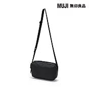【MUJI 無印良品】撥水加工再生聚酯纖維背面附口袋肩背包 黑色