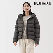 【MUJI 無印良品】女輕量羽絨可攜式附帽外套 S 深棕