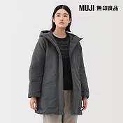 【MUJI 無印良品】女撥水加工羽絨中長版大衣 S 灰白