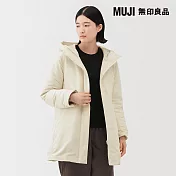 【MUJI 無印良品】女撥水加工羽絨中長版大衣 S 象牙白