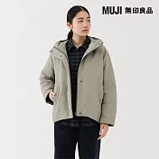 【MUJI 無印良品】女撥水加工羽絨外套 S 灰棕