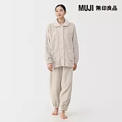 【MUJI 無印良品】女不易產生靜電暖纖毛保暖家居睡衣 S 淺米