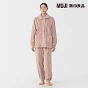 【MUJI 無印良品】女不易產生靜電暖纖毛保暖家居睡衣 S 粉紅