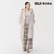 【MUJI 無印良品】女不易產生靜電暖纖毛保暖長版開襟衫 S 淺米