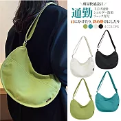【Sayaka紗彌佳】半月包 日系大容量無印純色前口袋單肩側背二用包 男女兼用 -綠色