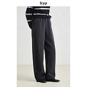 ltyp旅途原品 羊毛毛呢彎刀褲 極簡時尚寬鬆灰色休閒鐮刀褲女冬 M L M 雷雨灰