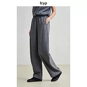 ltyp旅途原品 羊毛毛呢彎刀褲 極簡時尚寬鬆灰色休閒鐮刀褲女冬 M L M 薄暮灰
