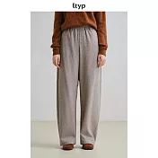 ltyp旅途原品 羊毛毛呢彎刀褲 極簡時尚寬鬆灰色休閒鐮刀褲女冬 M L M 拿鐵咖