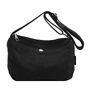 【Sayaka紗彌佳】休閒百搭帆布斜背包 -黑色