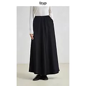 ltyp旅途原品 羊毛混紡瘦長半裙極簡優雅百搭垂感半身裙傘裙女秋冬 M L M 曜石黑
