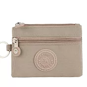 【Sayaka紗彌佳】日本百搭繽紛多色雙拉鍊收納零錢包 -卡其色