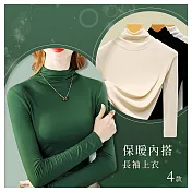【初色】簡約純色輕柔保暖修身長袖內搭衣長袖T恤上衣女上衣-4款任選-16851(M-2XL可選) M A.綠色