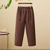 【ACheter】 加絨加厚保暖羊羔毛直筒休閒褲# 126808 M 咖色