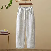 【ACheter】 高腰香蕉褲加絨小個子直筒垂感休閒褲# 126814 M 灰色